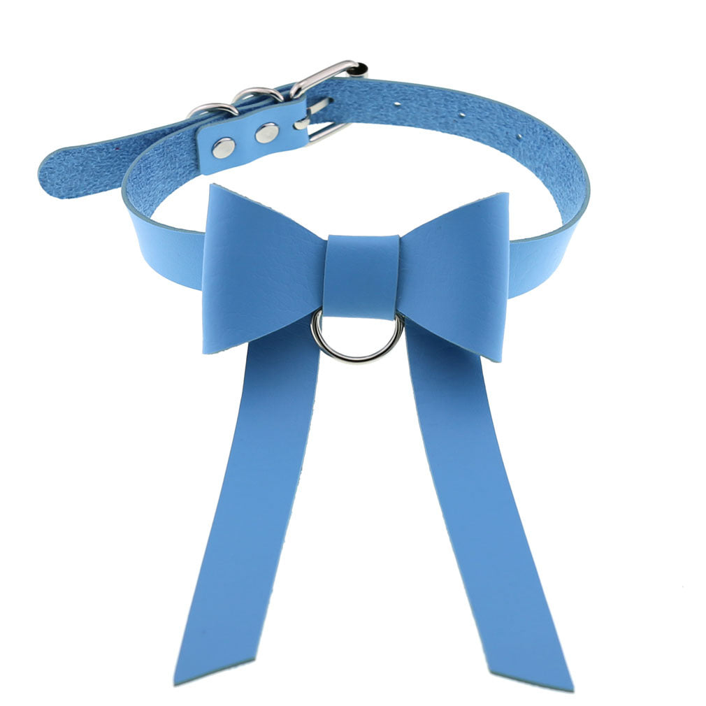 Colliers de personnalité gothiques en cuir avec nœud papillon long