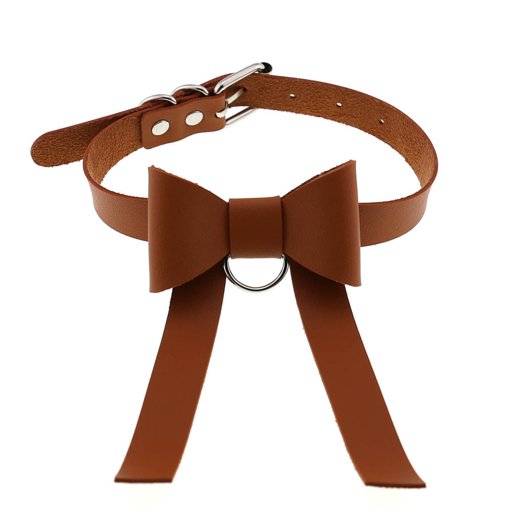 Colliers de personnalité gothiques en cuir avec nœud papillon long