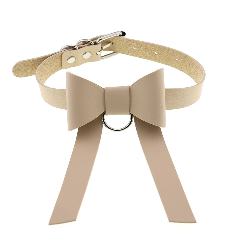 Colliers de personnalité gothiques en cuir avec nœud papillon long
