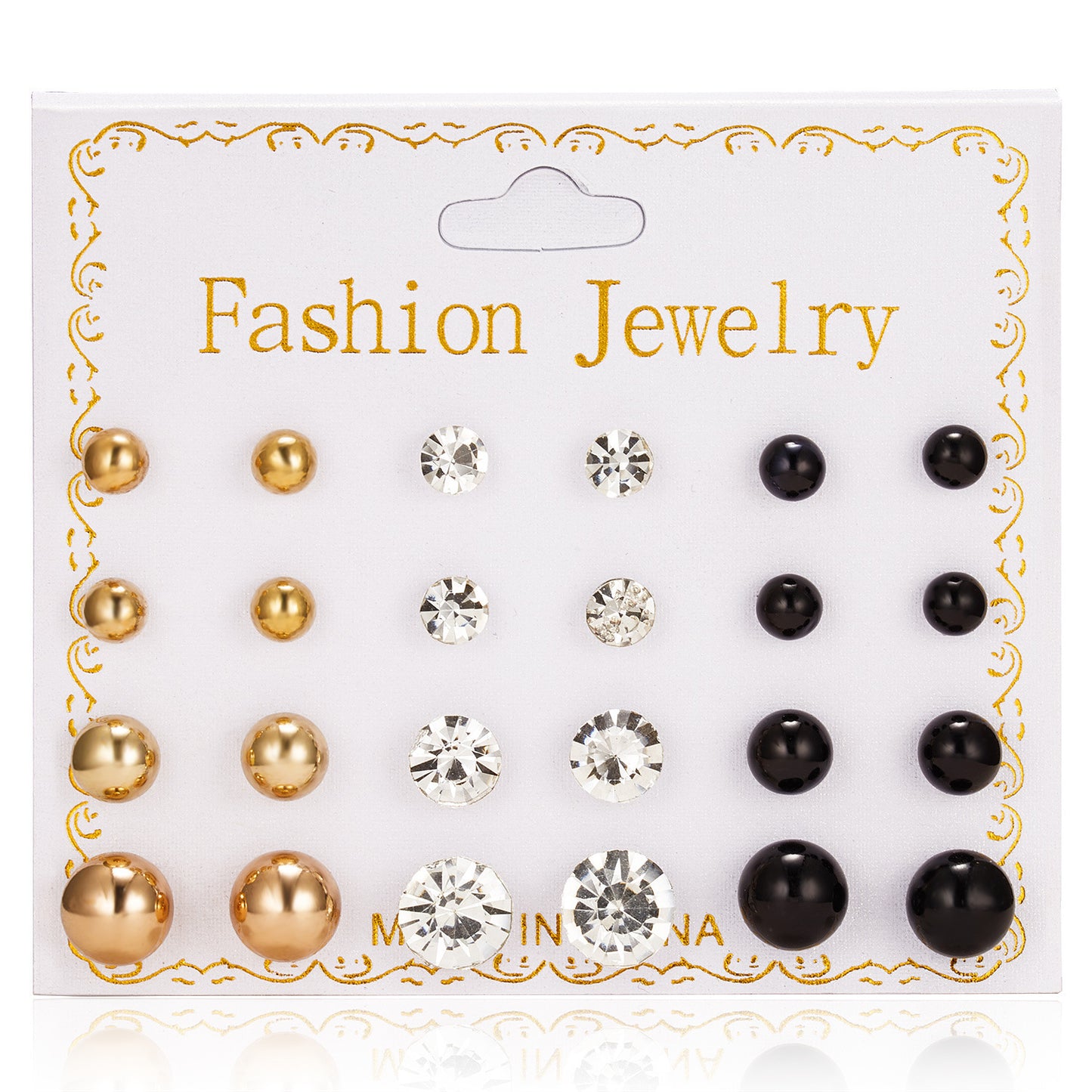 Paper Card Zircon Pearl Flower Bow Earrings