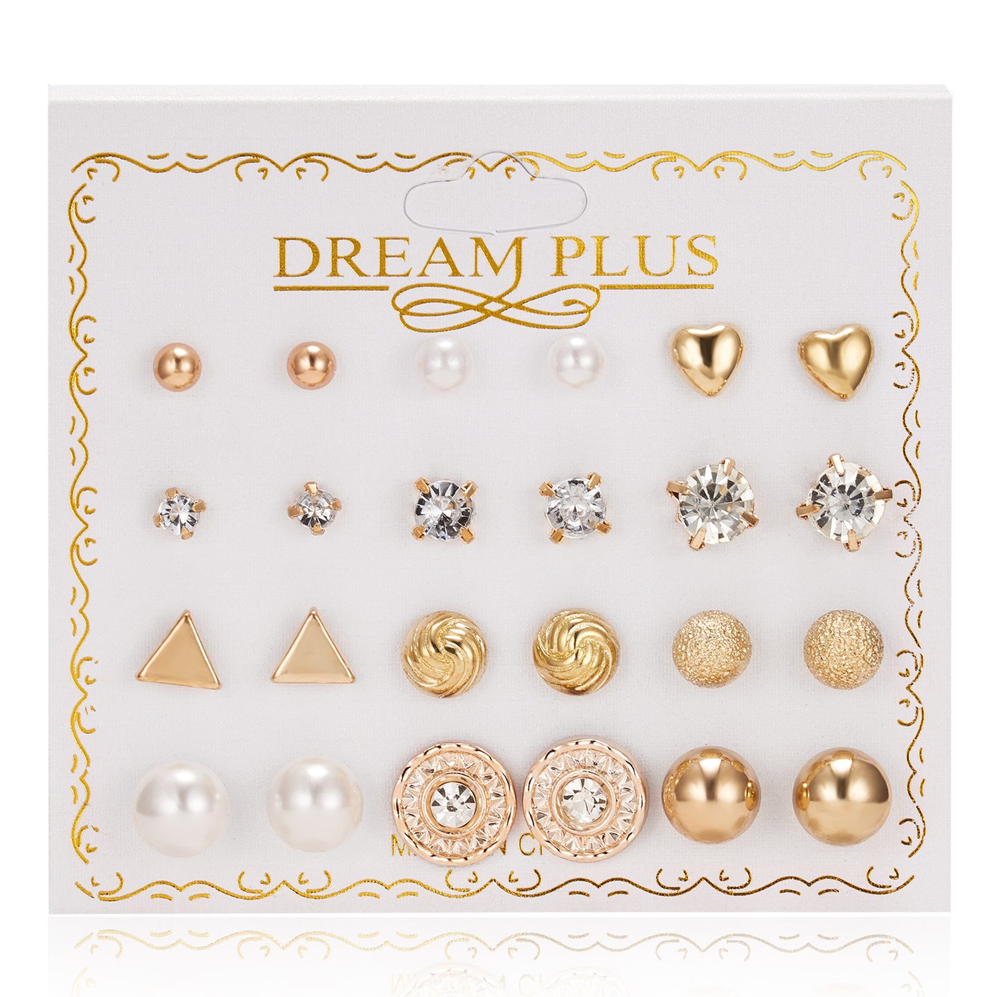 Paper Card Zircon Pearl Flower Bow Earrings