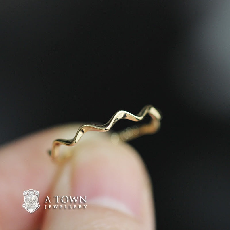 Women's Sterling Sier Gold-plated Wave Slim Twin Rings