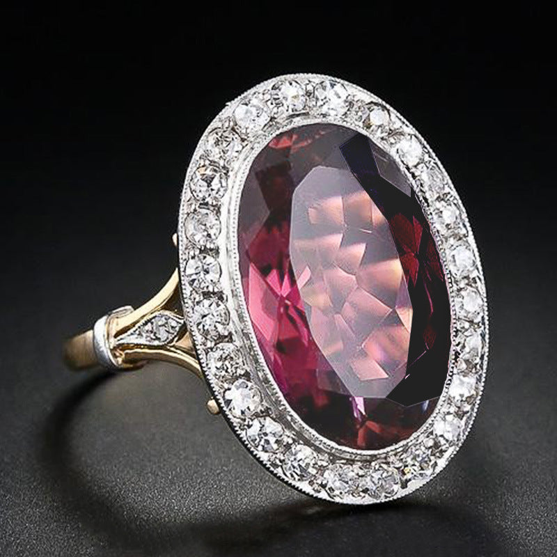 Zweifarbige Shi-Ornament-Granatapfel-Rotzirkon-Ringe für Damen