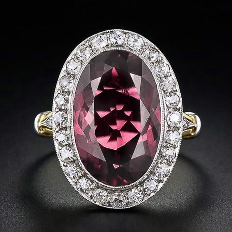 Zweifarbige Shi-Ornament-Granatapfel-Rotzirkon-Ringe für Damen