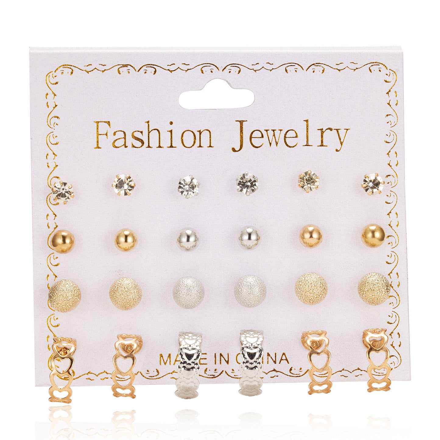 Paper Card Zircon Pearl Flower Bow Earrings