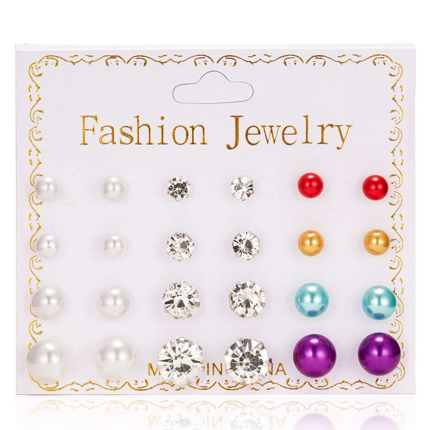 Paper Card Zircon Pearl Flower Bow Earrings