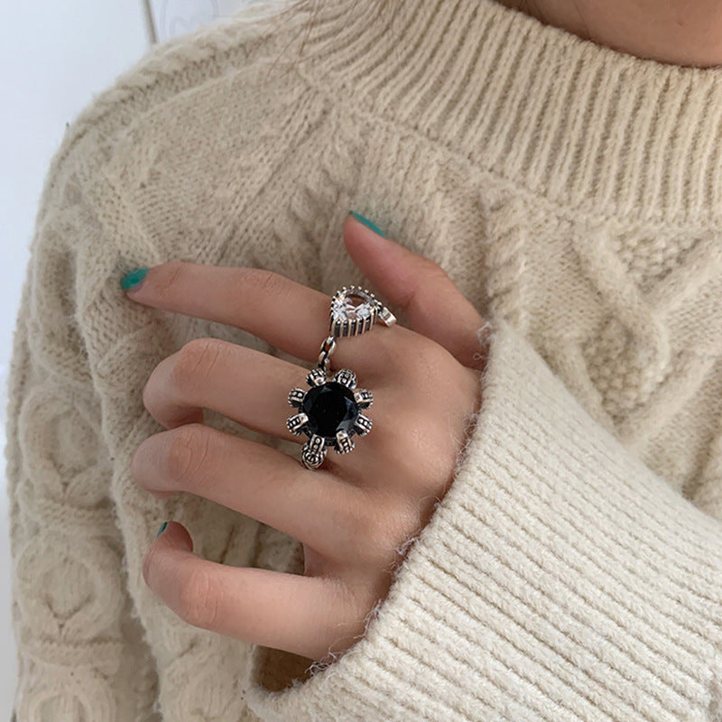 Buckle Hollow Jeweled Cold Fashion Trendy Rings