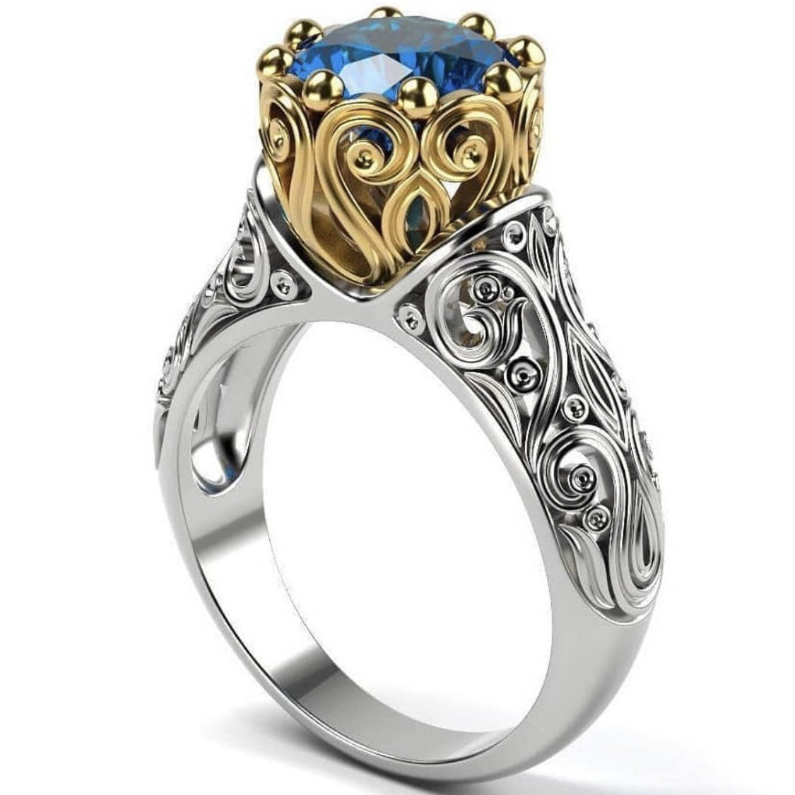 Women's Ornament Strength Creative Style Two-tone Flower Rings