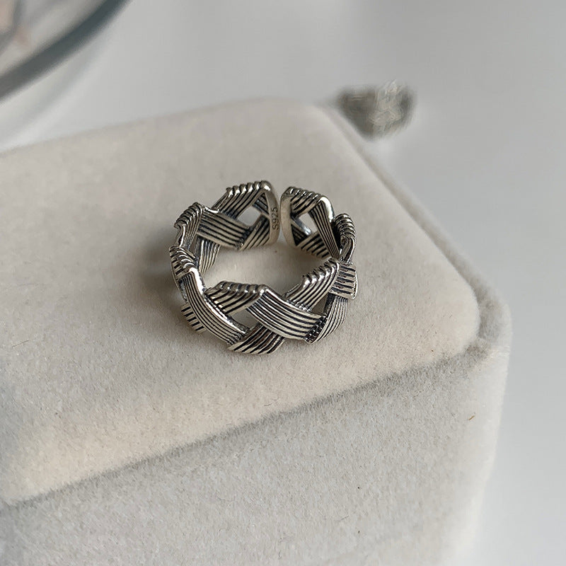 Winding Sterling Sier Wide Face Twist Rings