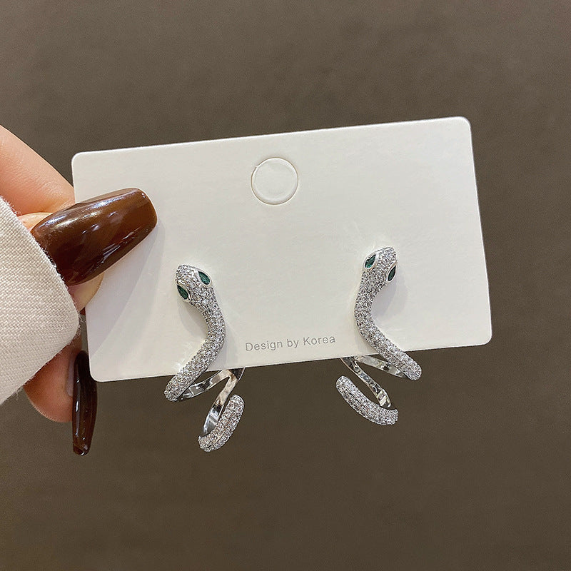 Snakelike Winding Micro Inlaid Zircon Ear Earrings