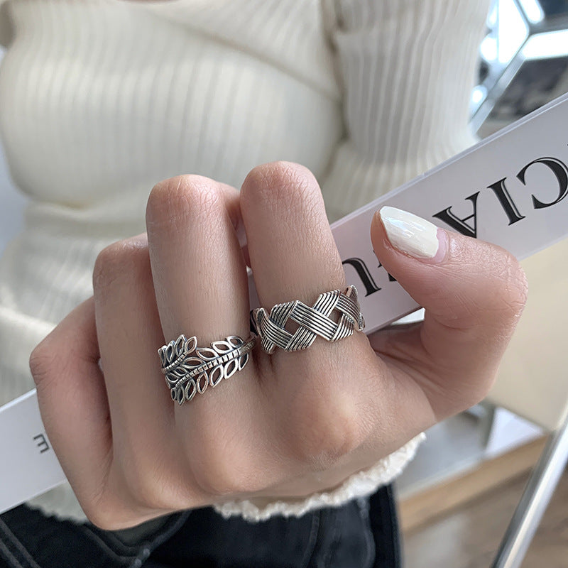 Winding Sterling Sier Wide Face Twist Rings