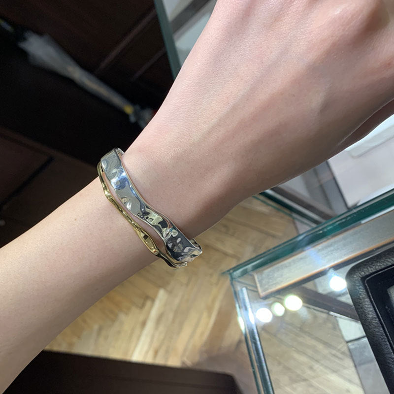 Women's Sier Flat Retro Cold Style Wide Version Bracelet