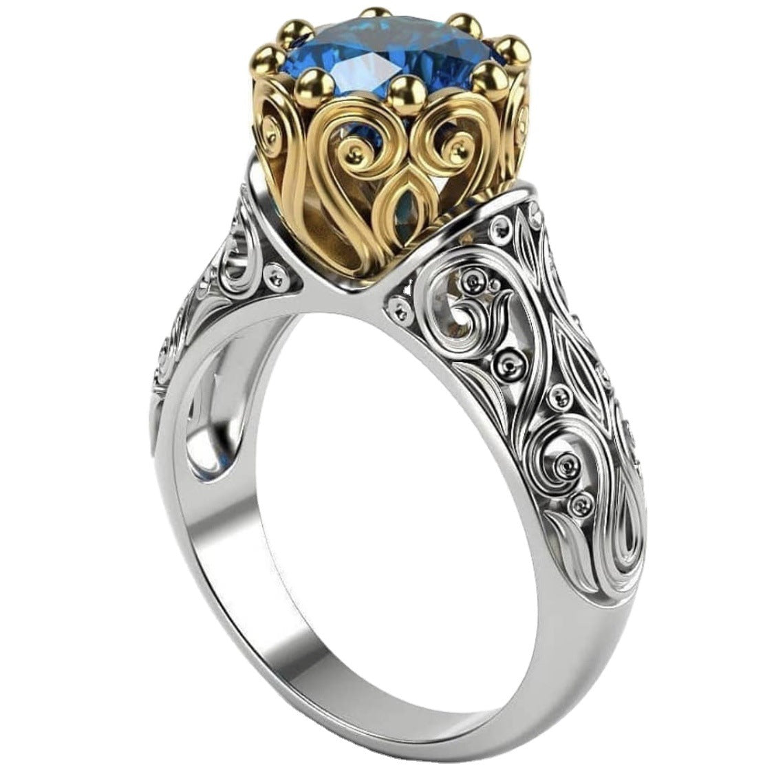 Women's Ornament Strength Creative Style Two-tone Flower Rings