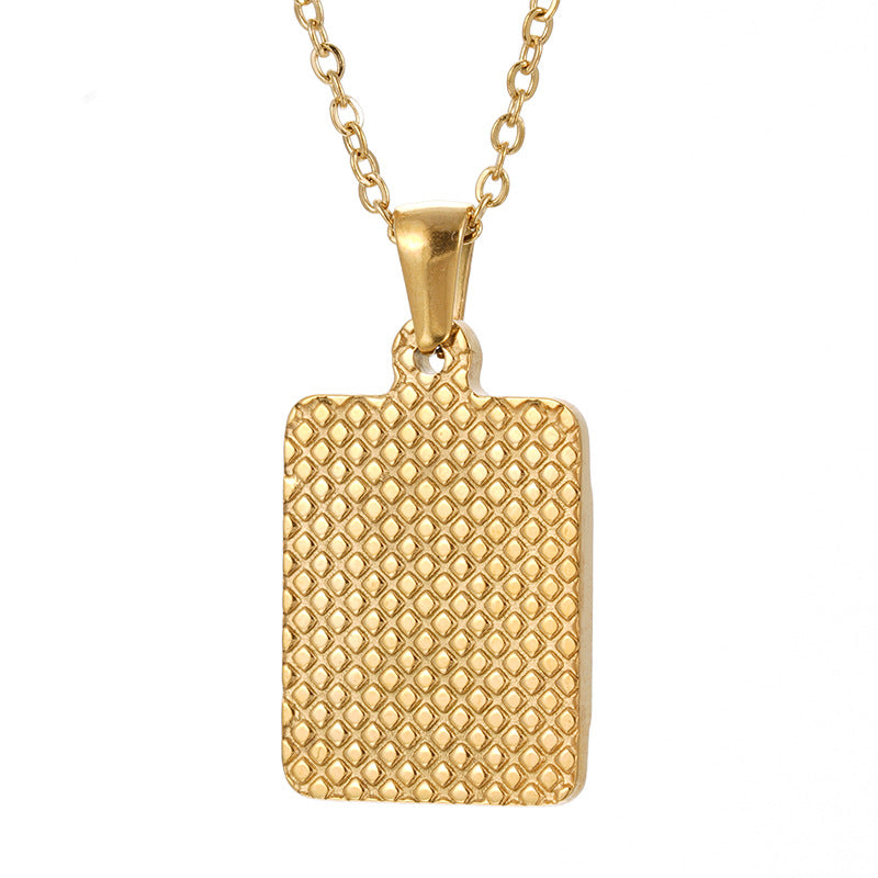Colliers en titane avec pendentif lettre carré en acier inoxydable pour hommes