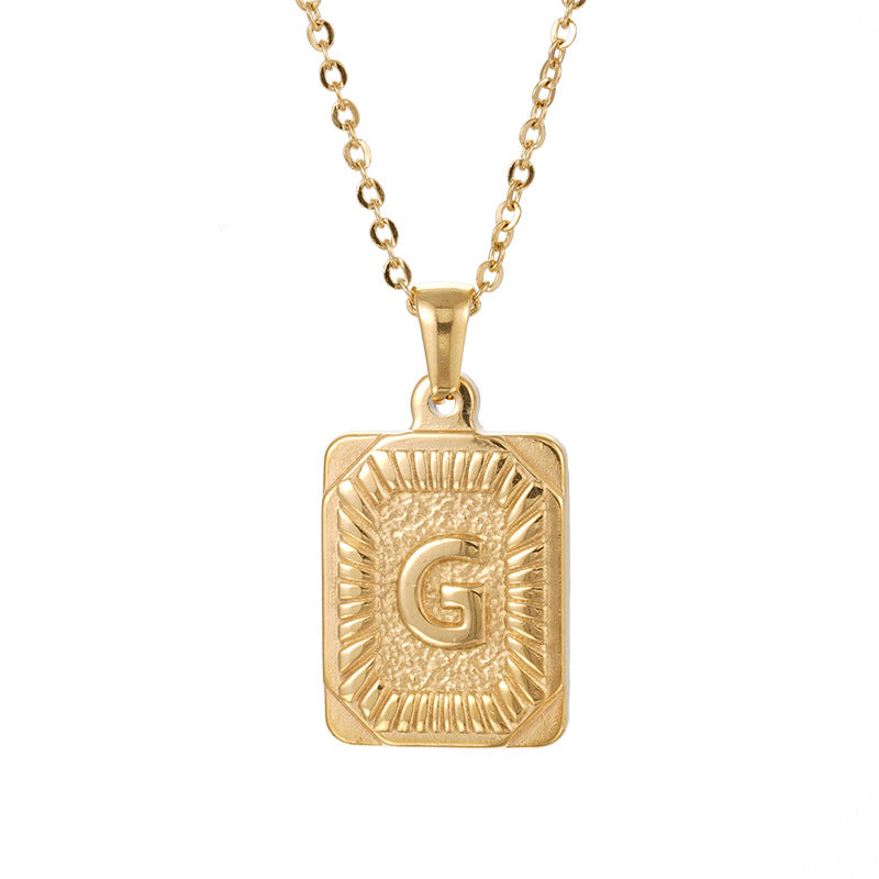 Colliers en titane avec pendentif lettre carré en acier inoxydable pour hommes