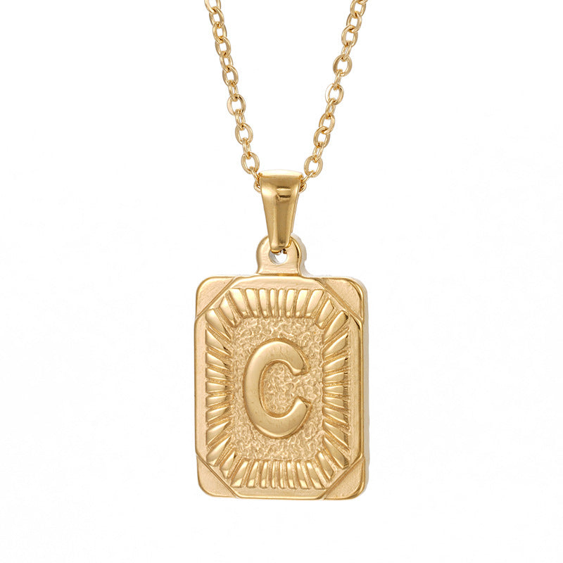 Colliers en titane avec pendentif lettre carré en acier inoxydable pour hommes