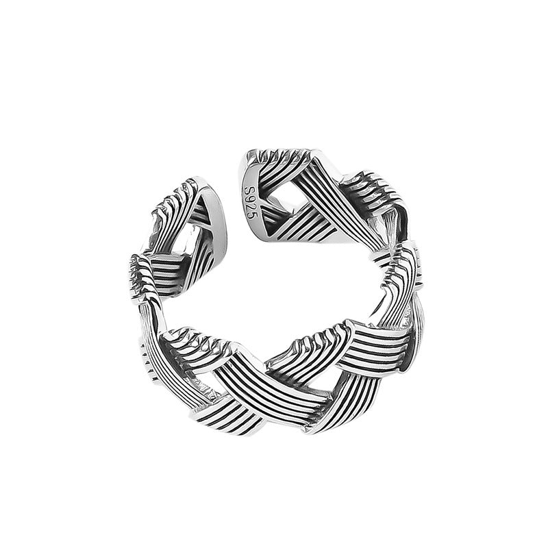 Winding Sterling Sier Wide Face Twist Rings
