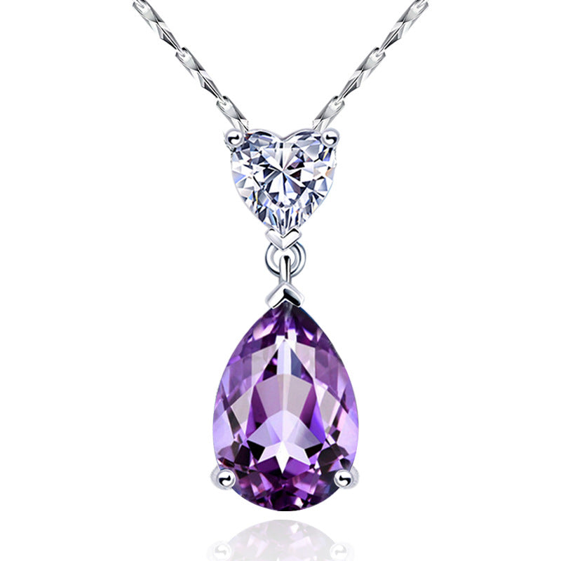 Sier – pendentif goutte d'eau bleue en forme de cœur, colliers en cristal de topaze naturelle