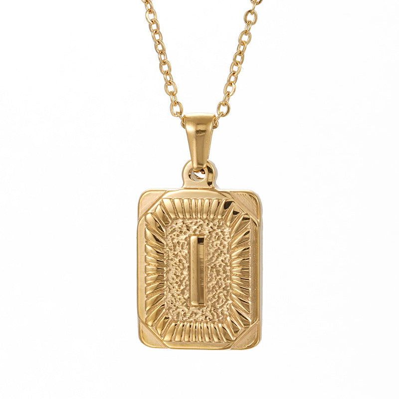 Colliers en titane avec pendentif lettre carré en acier inoxydable pour hommes