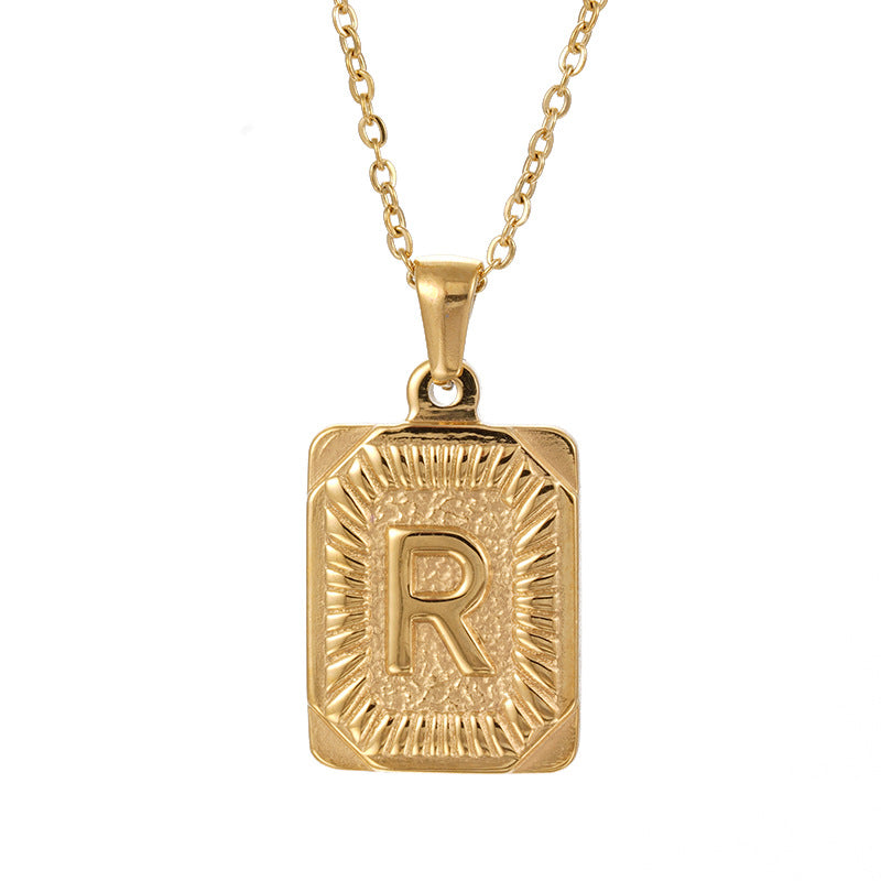 Colliers en titane avec pendentif lettre carré en acier inoxydable pour hommes