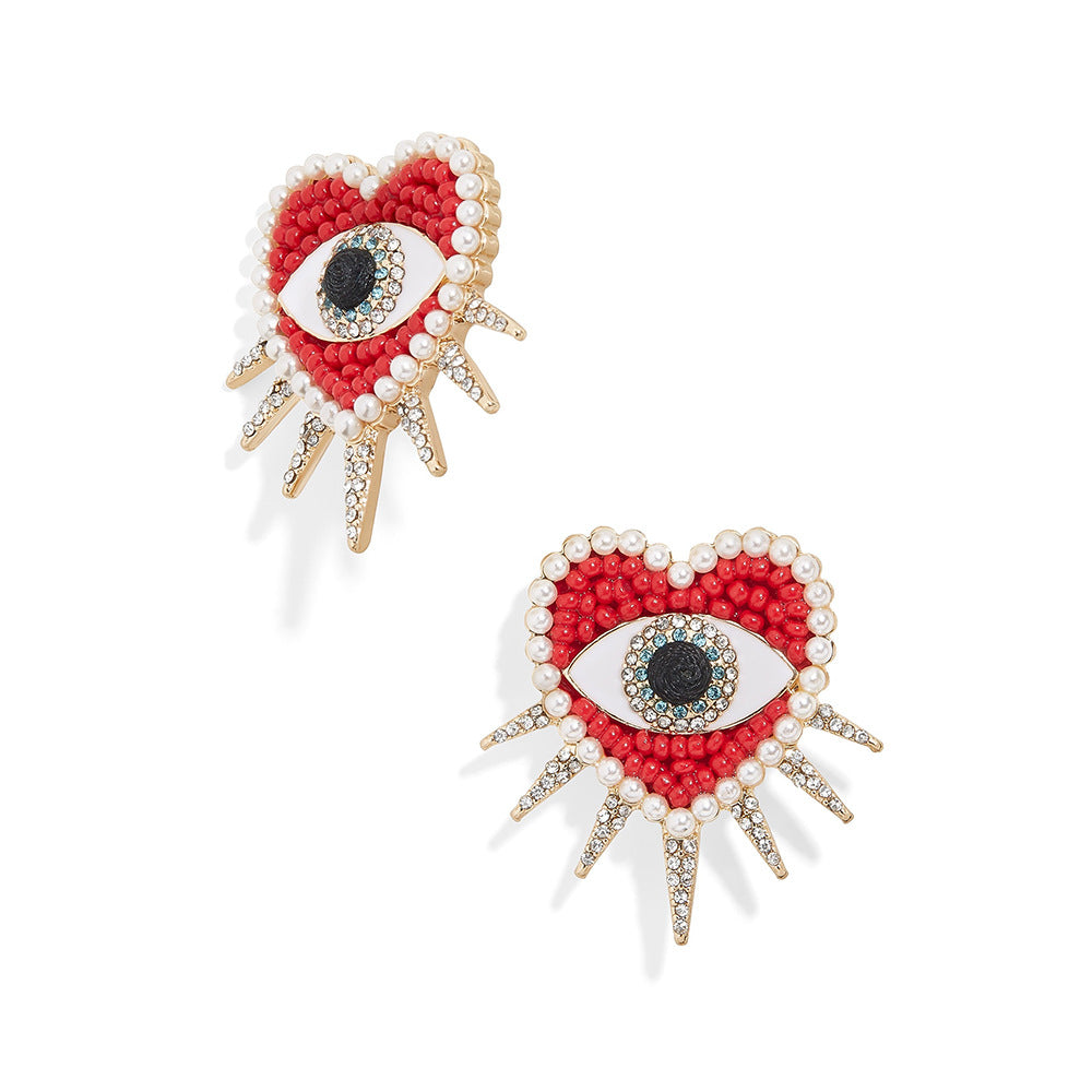 Exaggerated Personalized Red Devil's Eye Bead Earrings