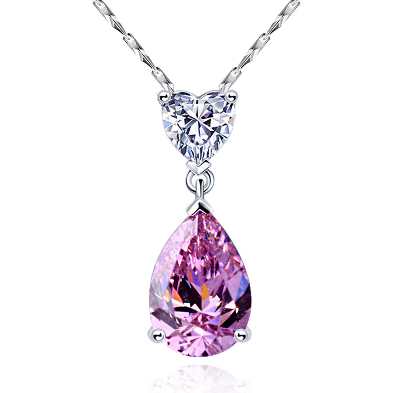 Sier – pendentif goutte d'eau bleue en forme de cœur, colliers en cristal de topaze naturelle