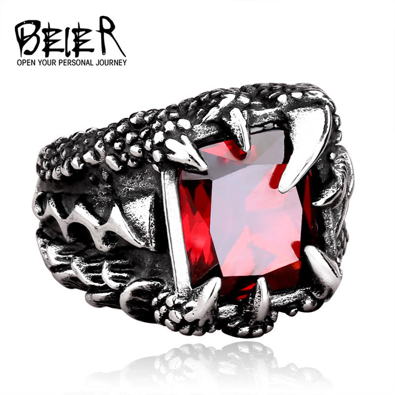Men's Retro Ornament Titanium Steel Zircon Domineering Personalized Rings