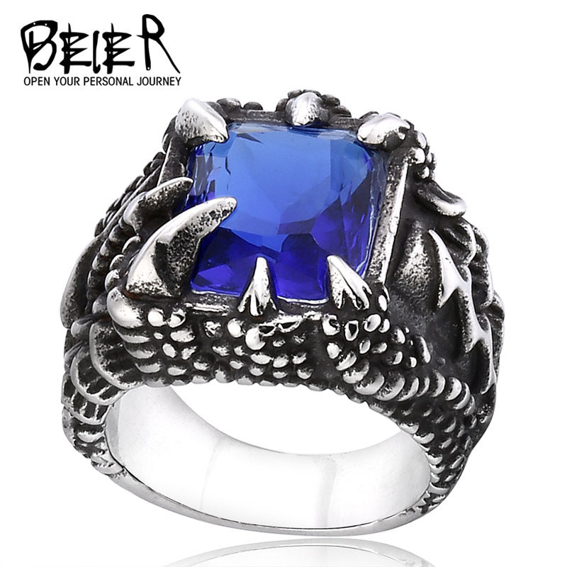 Men's Retro Ornament Titanium Steel Zircon Domineering Personalized Rings