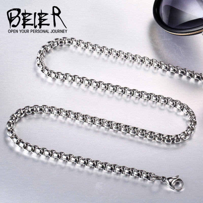 Women's & Men's Ornament Stainless Steel Square Pearl Chain Trendy Fashion And Necklaces