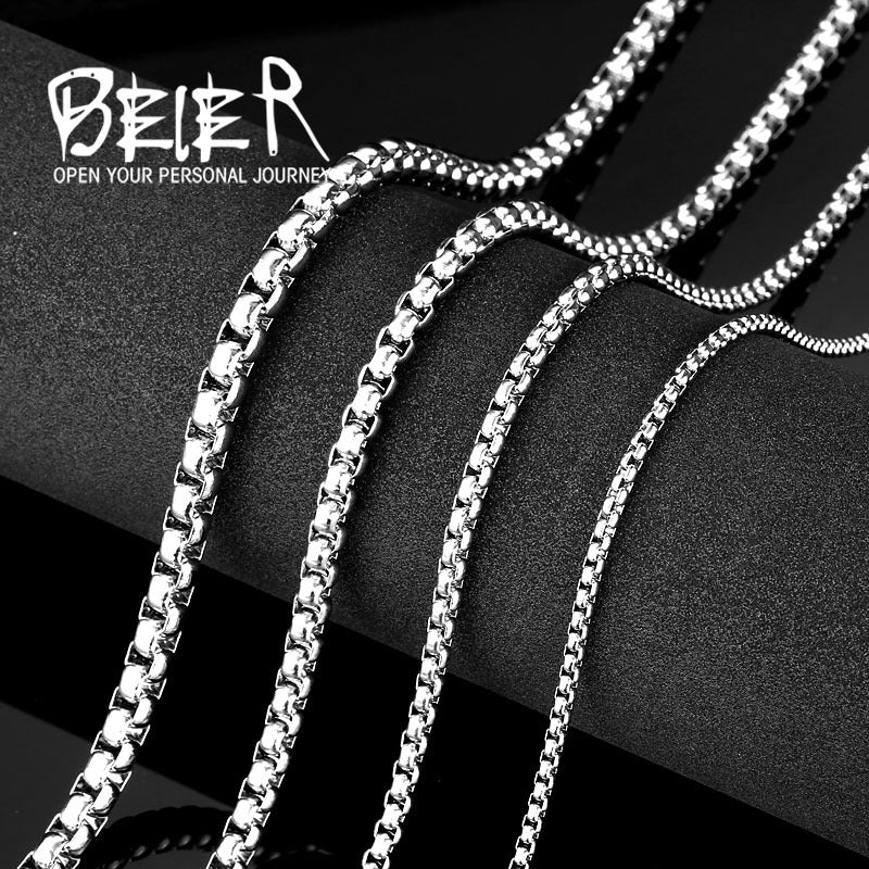 Women's & Men's Ornament Stainless Steel Square Pearl Chain Trendy Fashion And Necklaces
