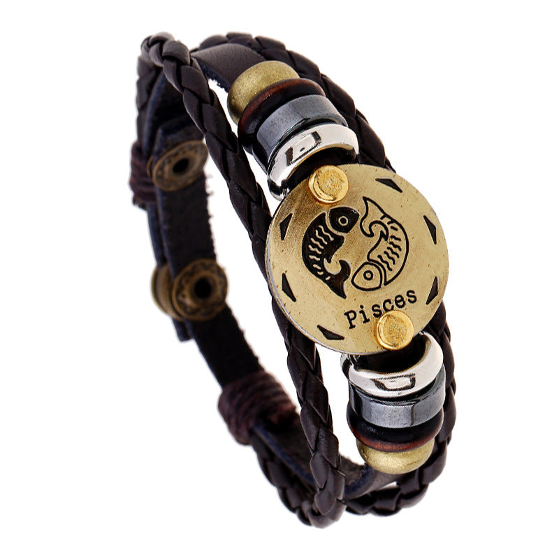 Constellation Cattle Leather Birthday Gift Adjustable Size Bracelets