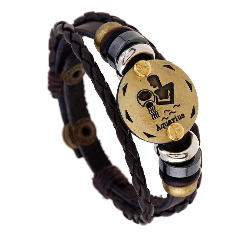 Constellation Cattle Leather Birthday Gift Adjustable Size Bracelets