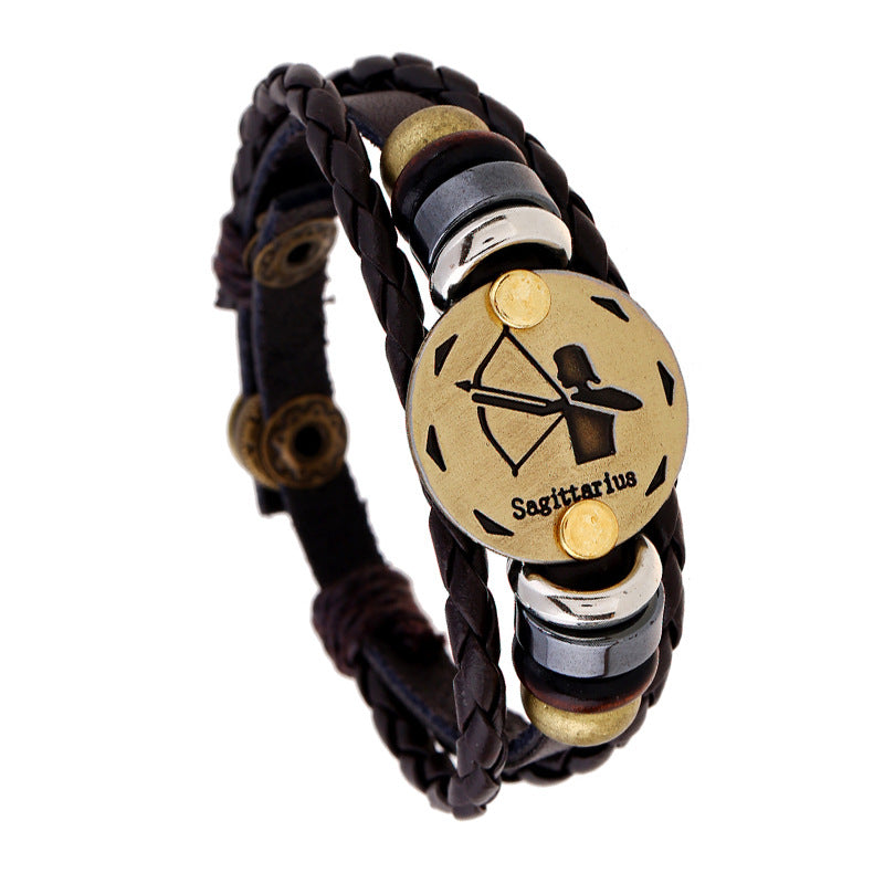 Constellation Cattle Leather Birthday Gift Adjustable Size Bracelets