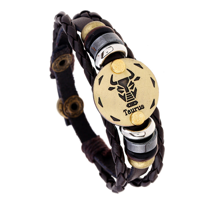 Constellation Cattle Leather Birthday Gift Adjustable Size Bracelets