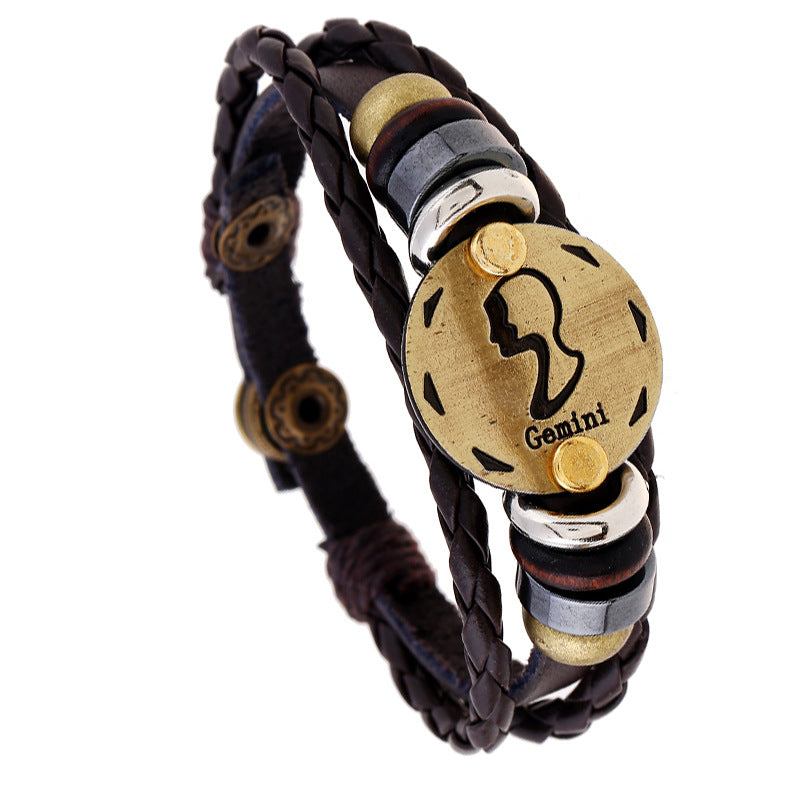 Constellation Cattle Leather Birthday Gift Adjustable Size Bracelets