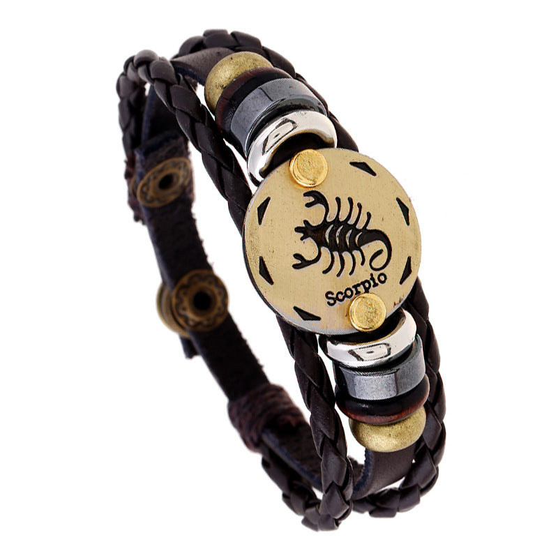 Constellation Cattle Leather Birthday Gift Adjustable Size Bracelets