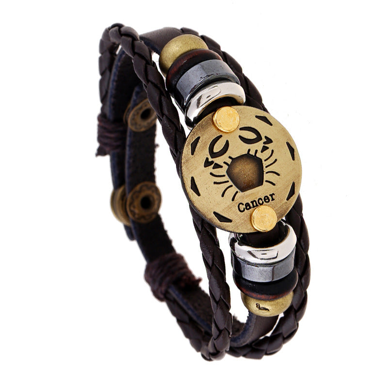 Constellation Cattle Leather Birthday Gift Adjustable Size Bracelets