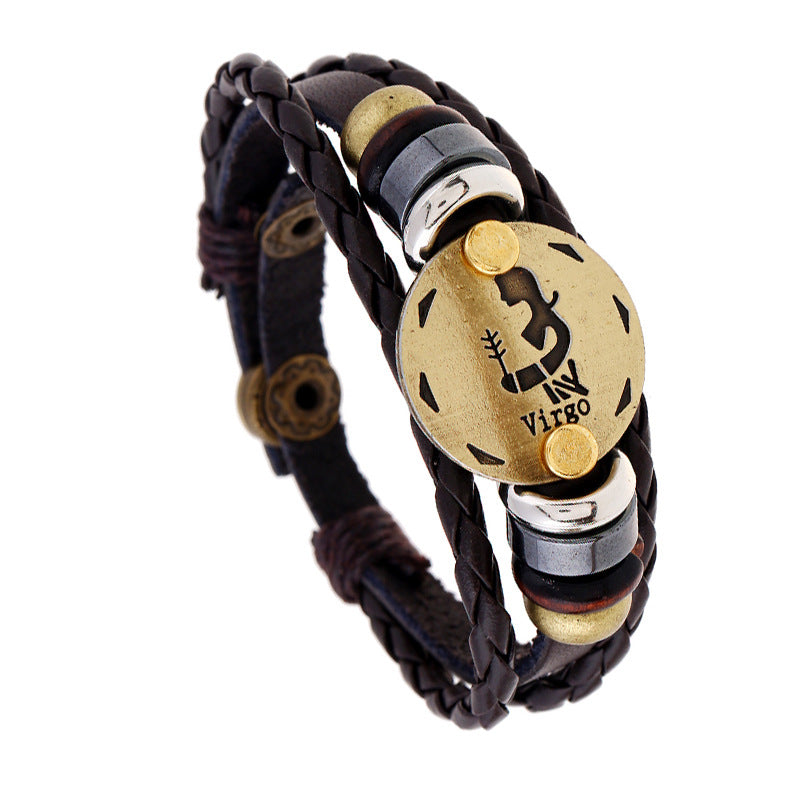 Constellation Cattle Leather Birthday Gift Adjustable Size Bracelets