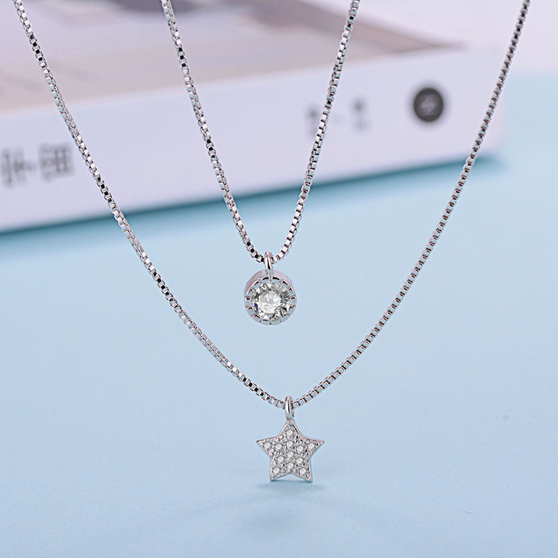 Women's Double Circles Star Accessories Korean Style Necklaces