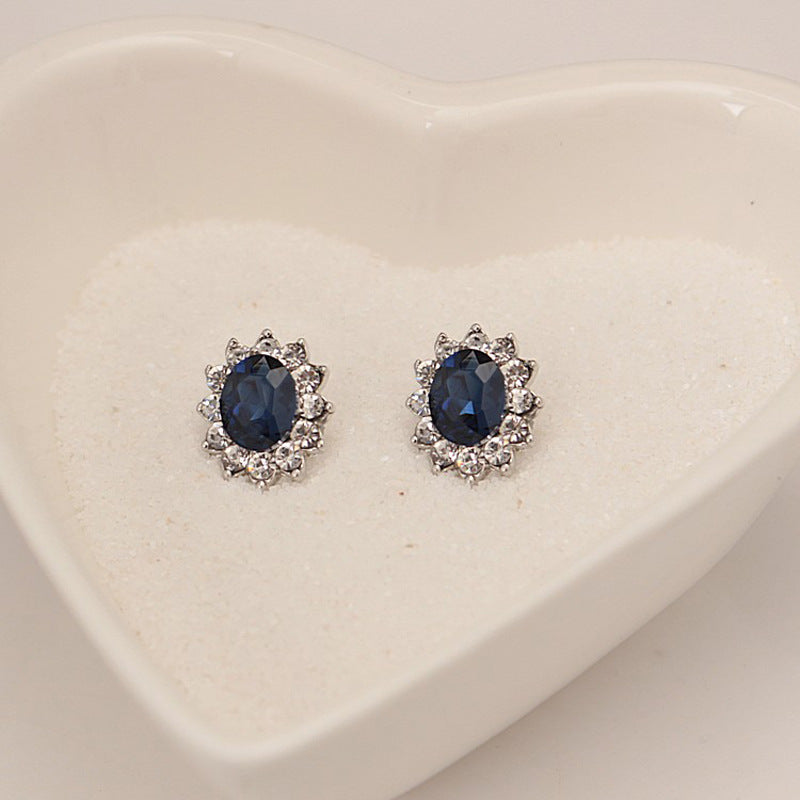 Rhinestone Sapphire Royal Princess Ear Set Necklaces