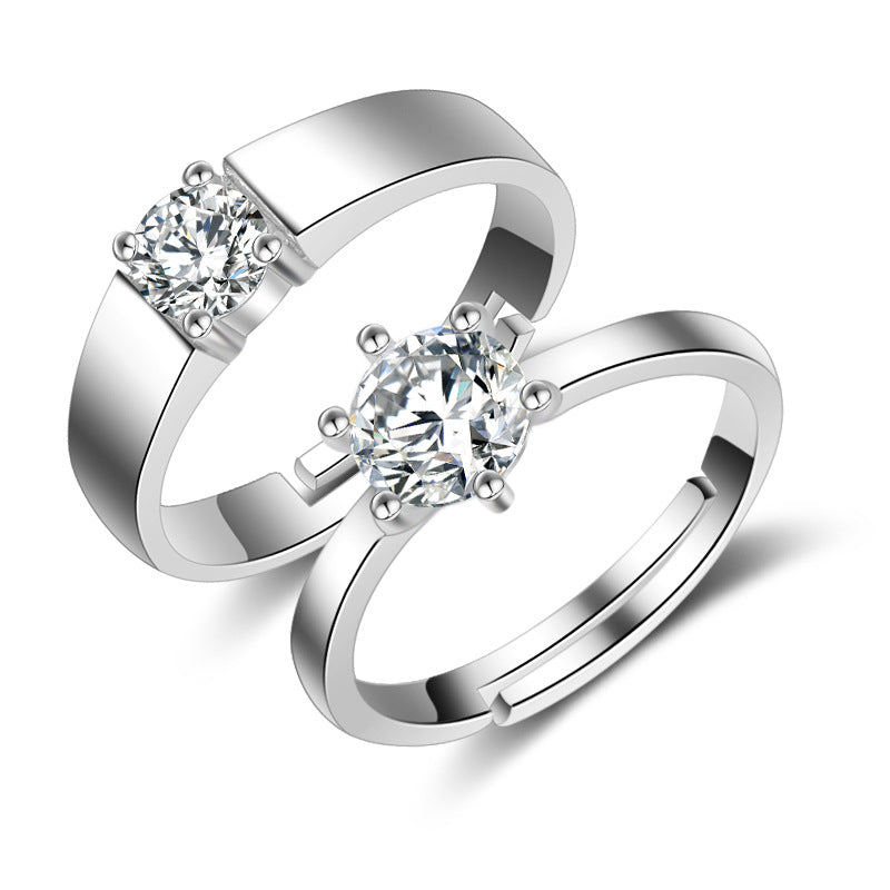 Couple Korean Style Creative Opening Zircon Rings