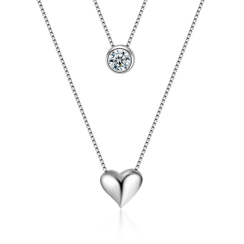 Women's Heart-shaped Single Diamond Korean Style Fashionable Necklaces