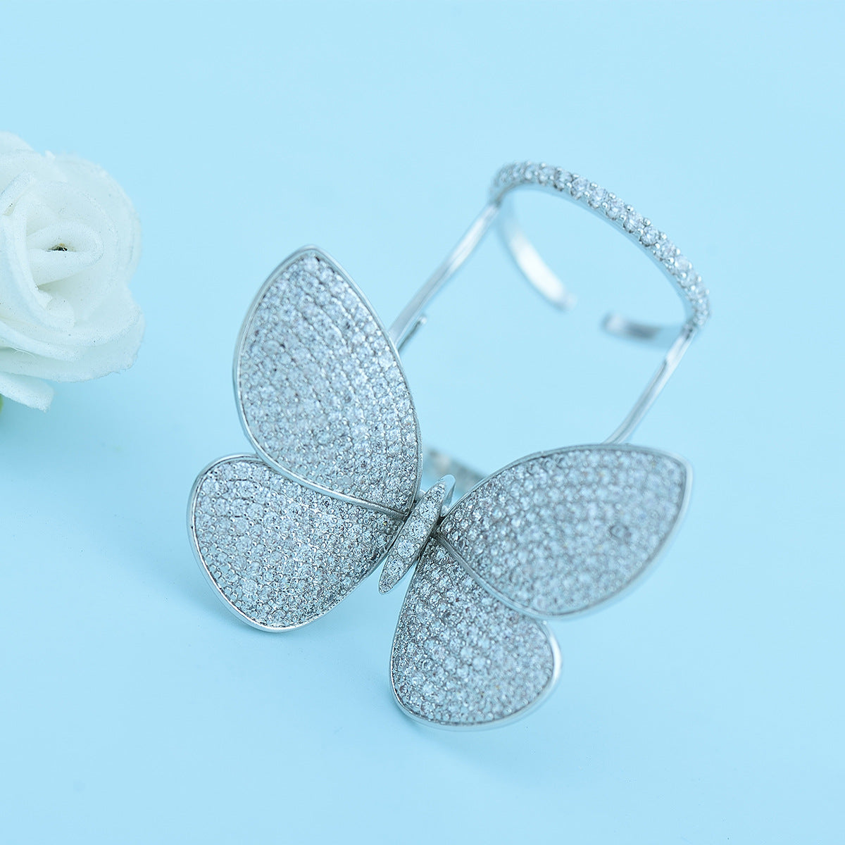Butterfly Brass Micro Inlaid Zircon Personality Rings