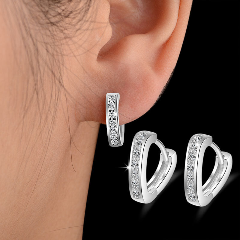 Women's Single-row Diamond V-shaped Heart-shaped Korean Temperament Earrings