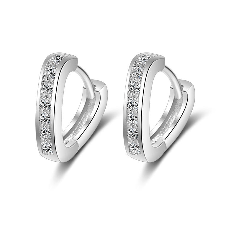 Women's Single-row Diamond V-shaped Heart-shaped Korean Temperament Earrings