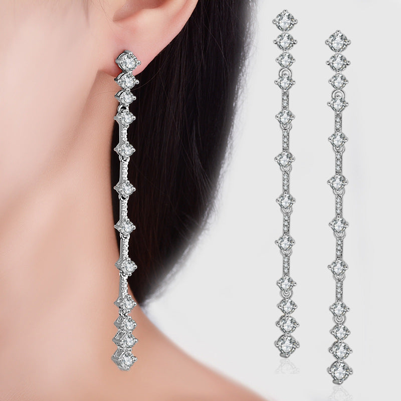 Zircon Tassel Eardrop Female Fashion Personality Earrings