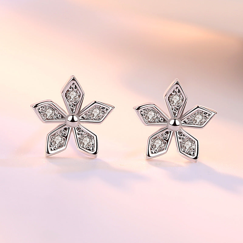 Zircon Fashion Flower Accessories Rose Plum Earrings