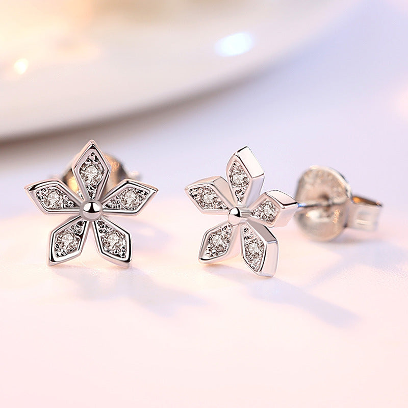 Zircon Fashion Flower Accessories Rose Plum Earrings