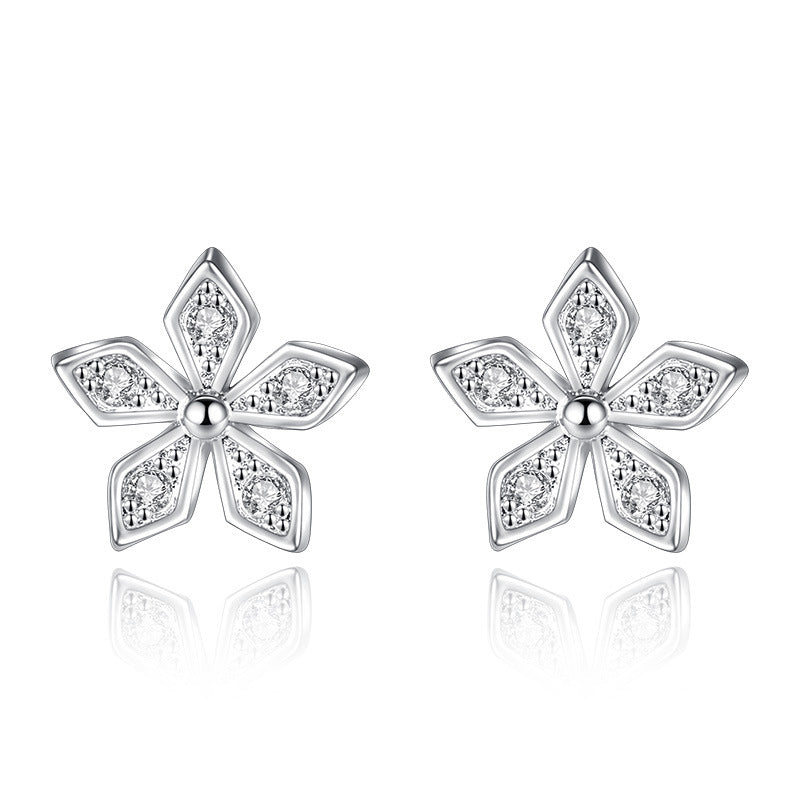 Zircon Fashion Flower Accessories Rose Plum Earrings