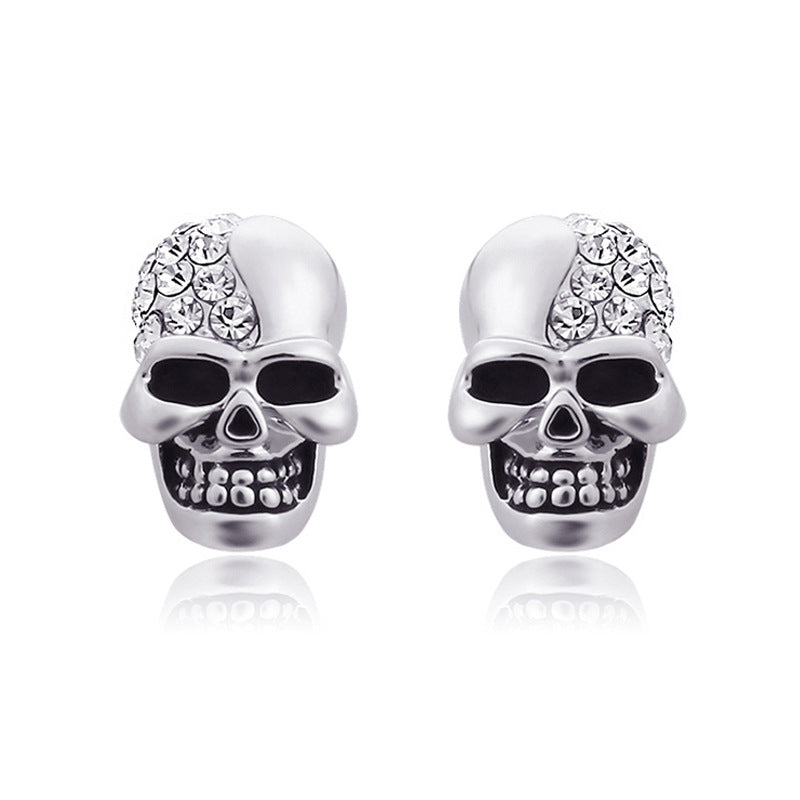 Personalisierte Ohrringe mit glänzendem Totenkopf für Damen und Herren sowie Retro-Ohrringe mit vielen Juwelen